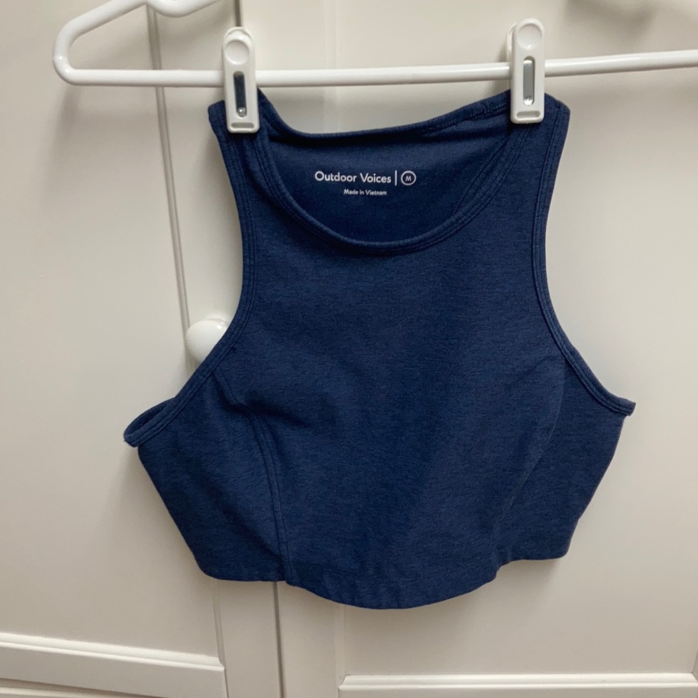 Outdoor Voices blue Athena crop top size M